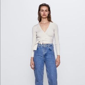 ZARA Ribbed Wrap Long Sleeve